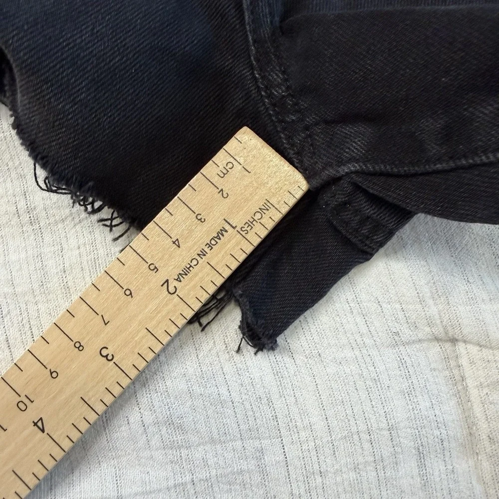 American Eagle Super High Rise Shortie Cut off Denim Shorts Black Sz‎ 6 Festival